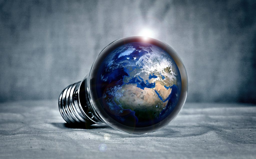 Energy Saving Light Bulb and Earth