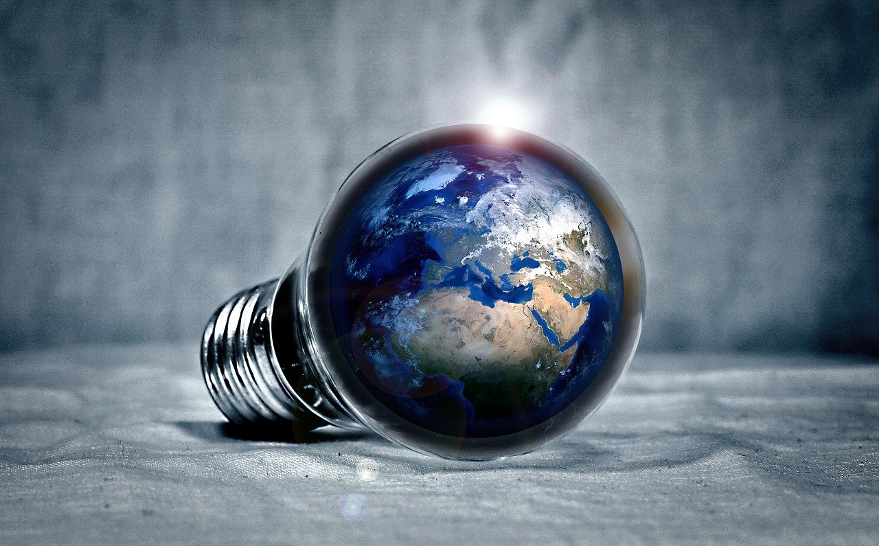 Energy Saving Light Bulb and Earth